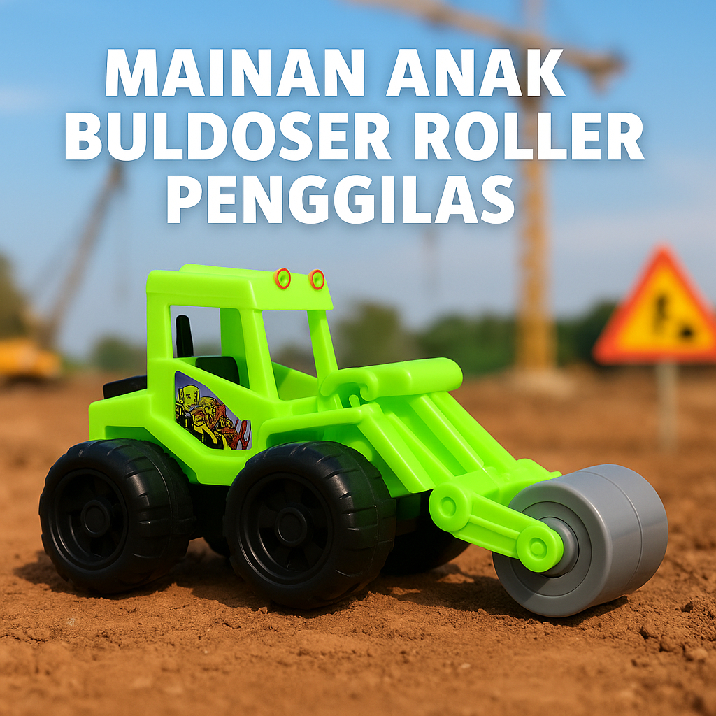 Mainan Mobil Mobilan Edukasi Anak Truk Alat Berat Konstruksi Roller Tandem Buldoser