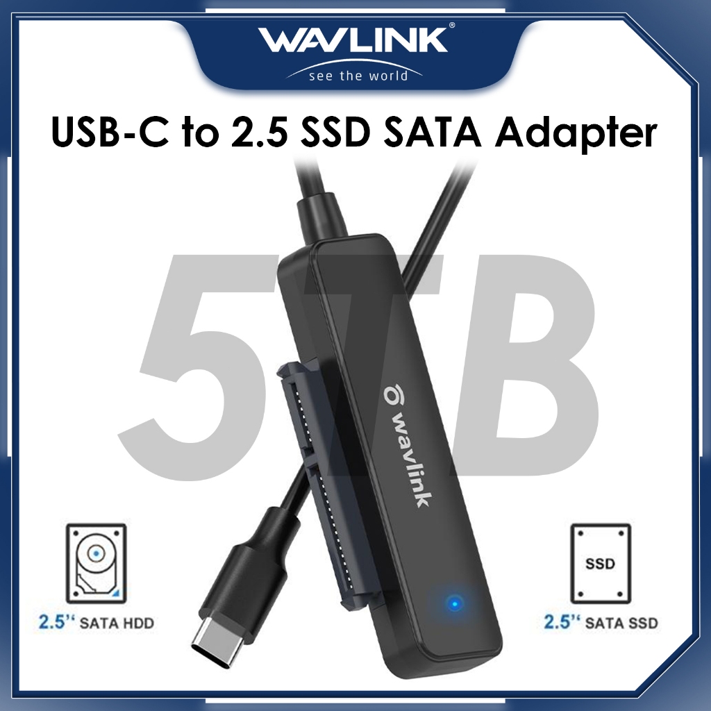 WAVLINK USB-C to SATA 3 Adapter for 2.5" SATA SSD/HDD, Compact & Fashionable External Hard Drive Con