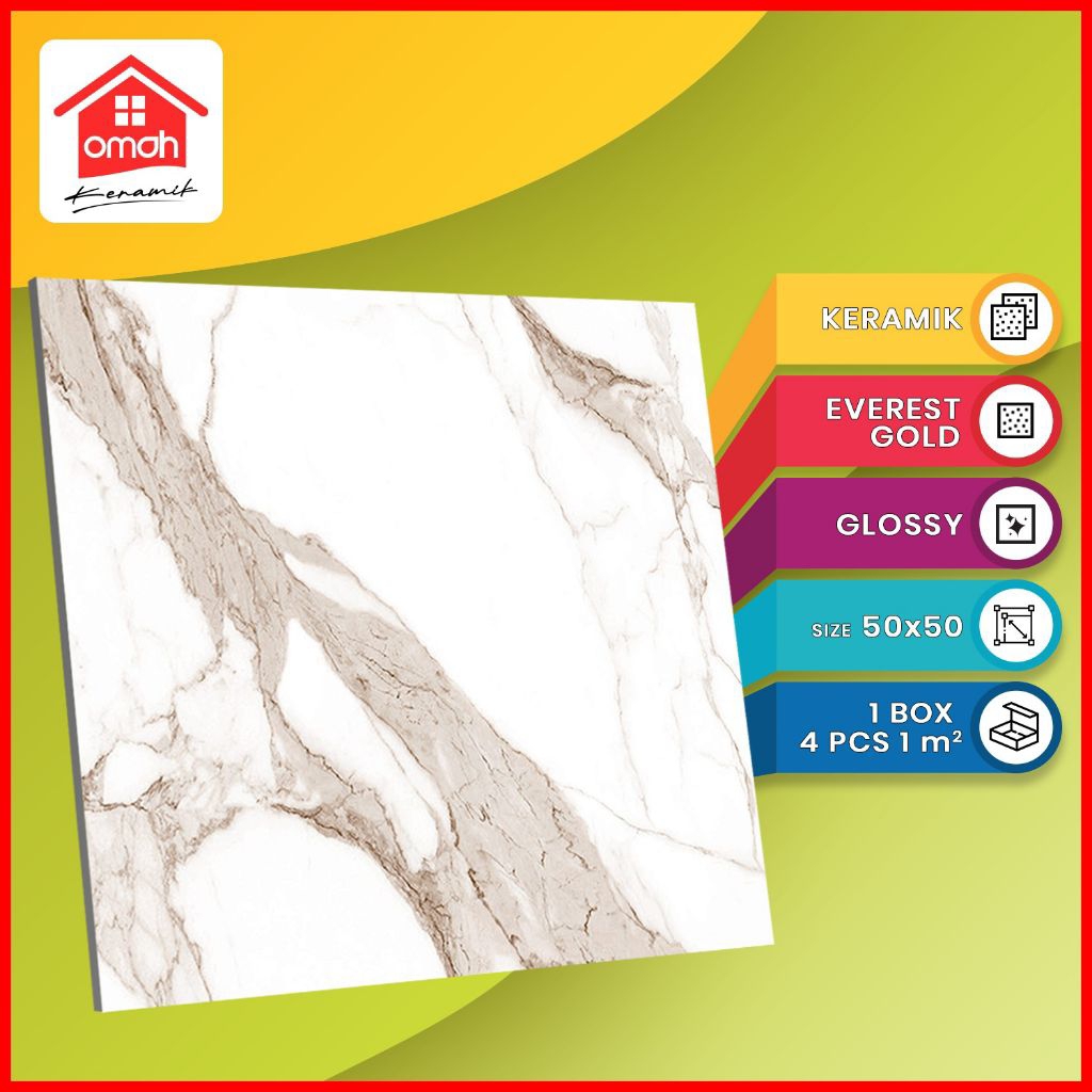 Keramik Lantai Kilap Cutting MILAN 50x50 Everest Gold