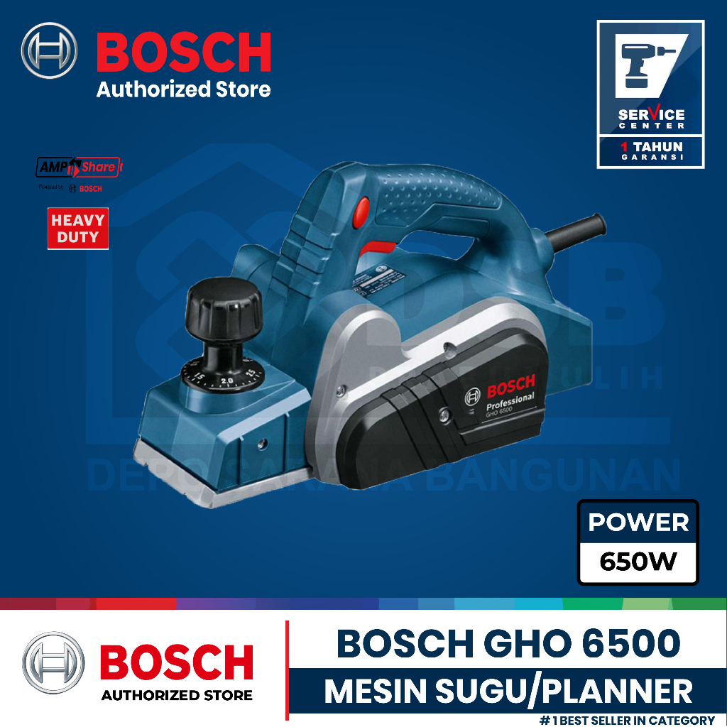 BOSCH Mesin Sugu / Planner GHO 6500  Mesin Serut Kayu Listrik 650W
