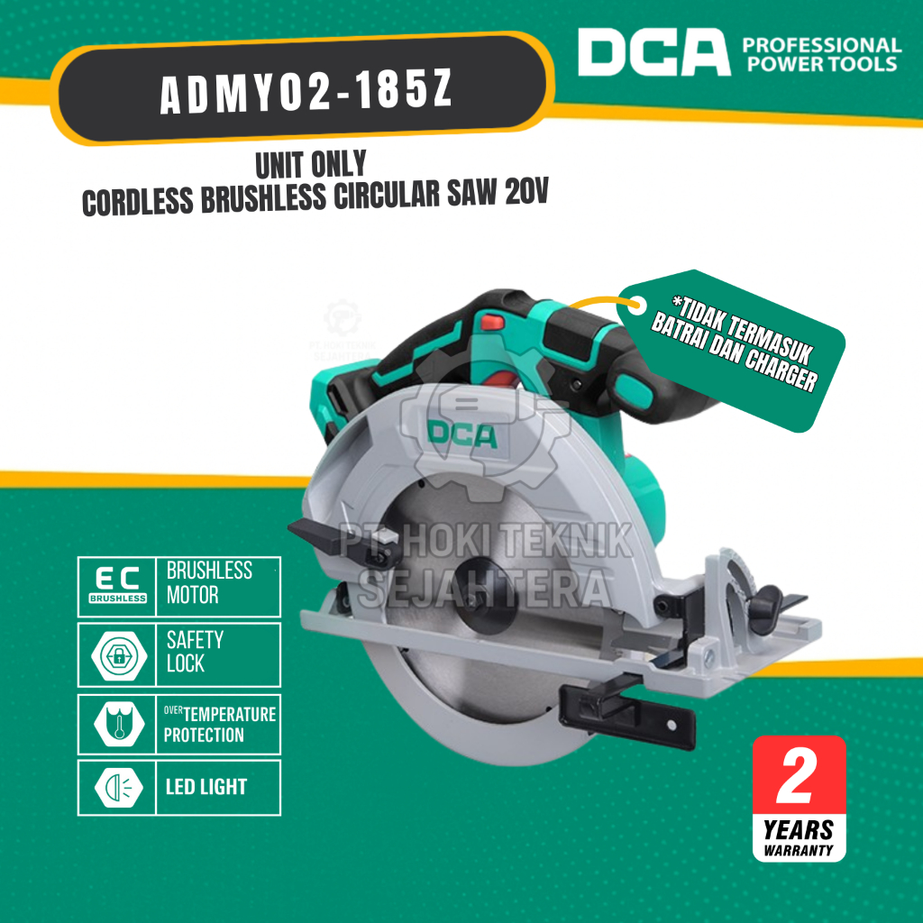 DCA ADMY02 - 185Z UNIT ONLY / BARE TOOL CORDLESS BRUSHLESS CIRCULAR SAW 20V