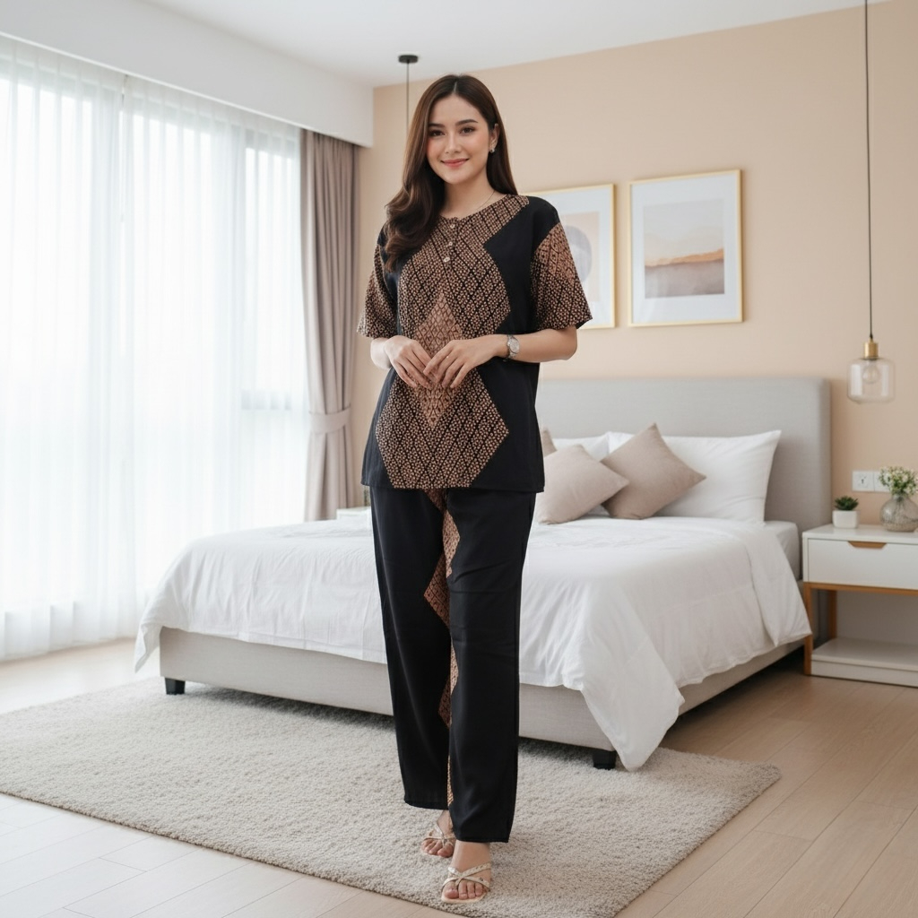 cuci gudang bakul daster - setelan cp andin one set tyedye piyama rayon premium terbaru batik baju