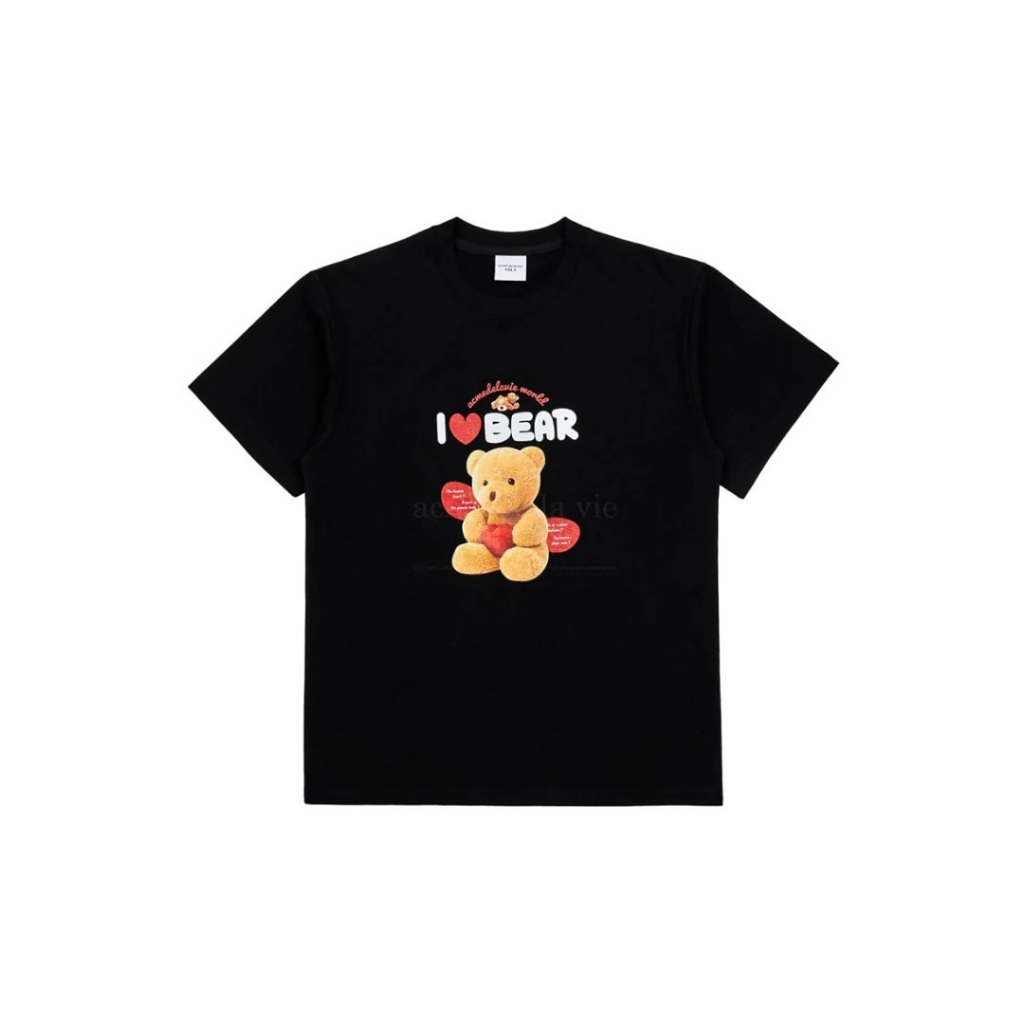ADLV Tshirt Short Sleeve I Love Teddy Bear Tee Black - 100% ORIGINAL RESMI