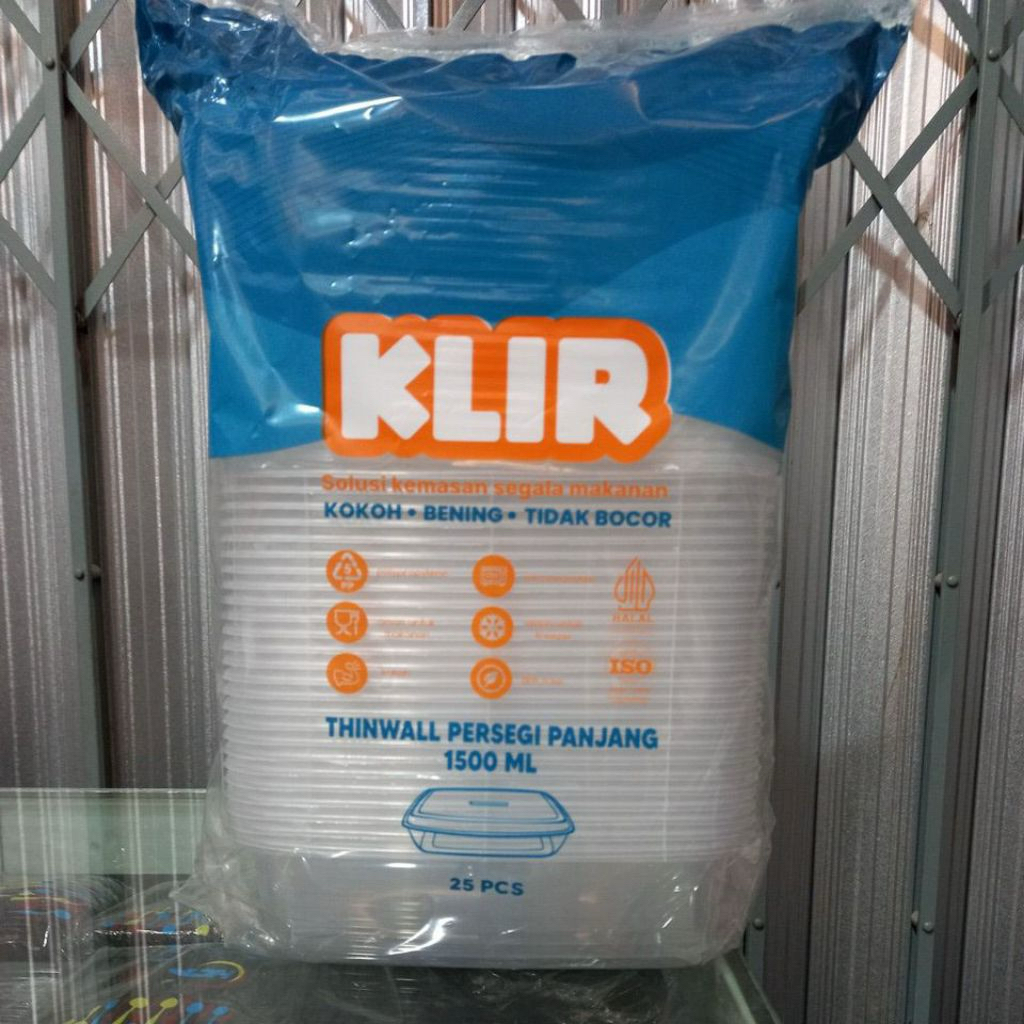 Thinwall Klir Persegi Panjang/Thinwall Rectangle/Kotak Makan 1500ml isi 25pcs
