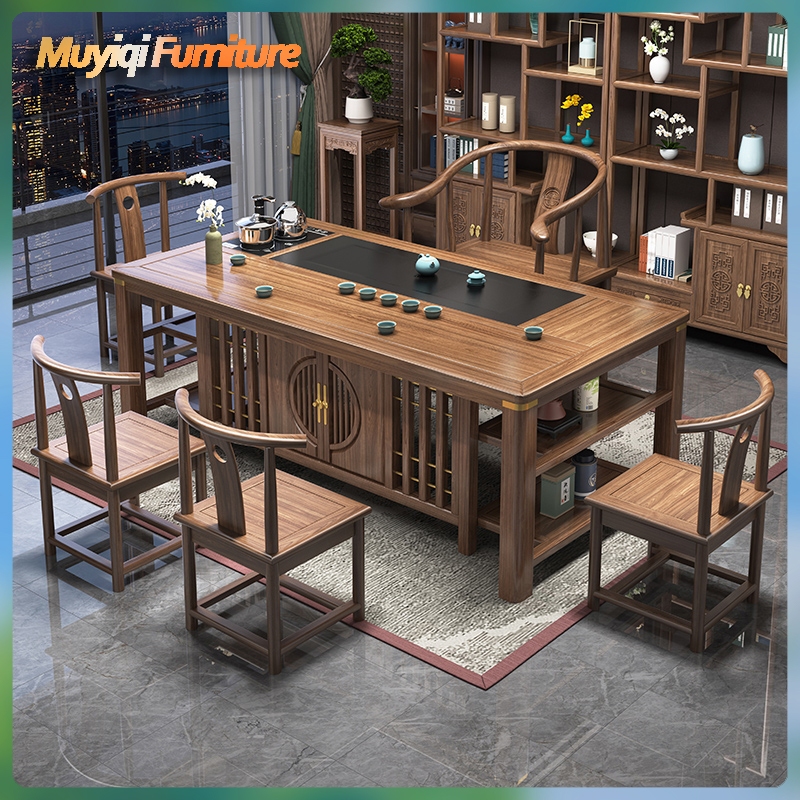 Meja dengan 5 Kursi/Meja Teh Mingyue/Meja Teh/Meja Teh Cina/Meja Pembuatan Bir Teh/Meja Elegan dan B