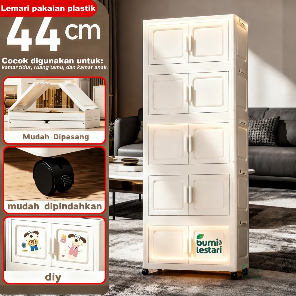 [GROSIR] Lemari Lipat Plastik 2-5 Susun Serbaguna Beroda + lemari plastik susun lemari pakaian plast