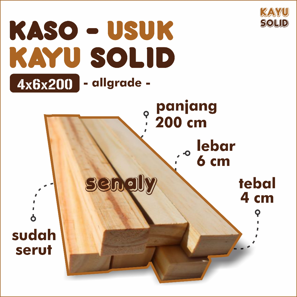 Usuk 4x6x200 cm Kaso Kayu Allgrade Serut Rapi - senaly -