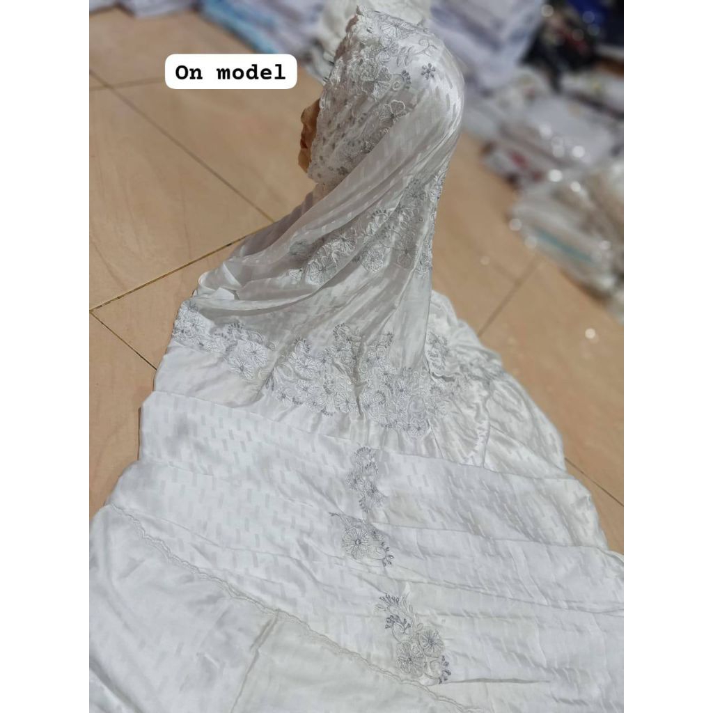 Mukena Terusan Kain sutra blitz || mukena sutra || sutra bunga