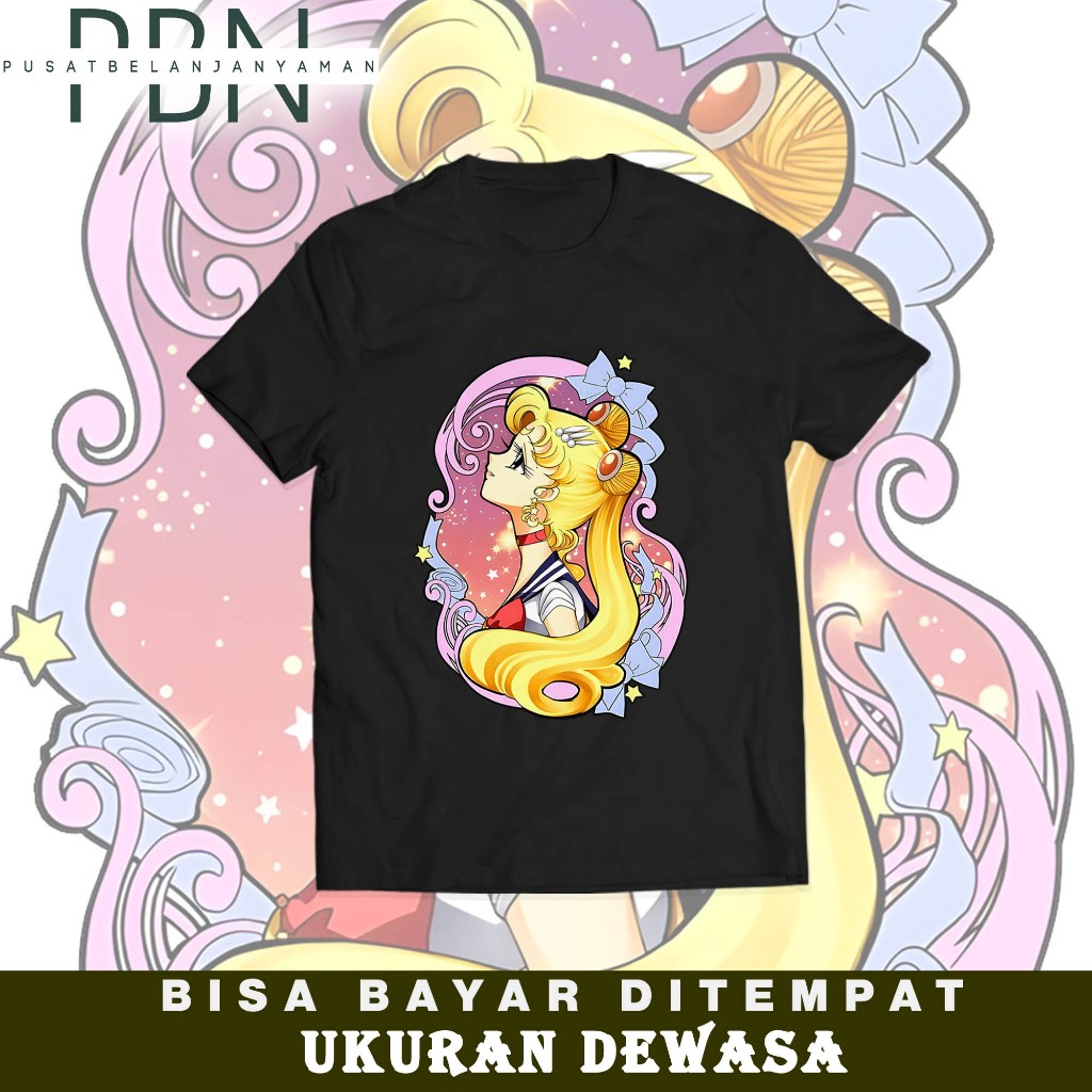Kaos Dewasa Wanita - Motif Sailor Moon - Bahan Combed 24s - Pakaian Wanita Kekinian - Cod
