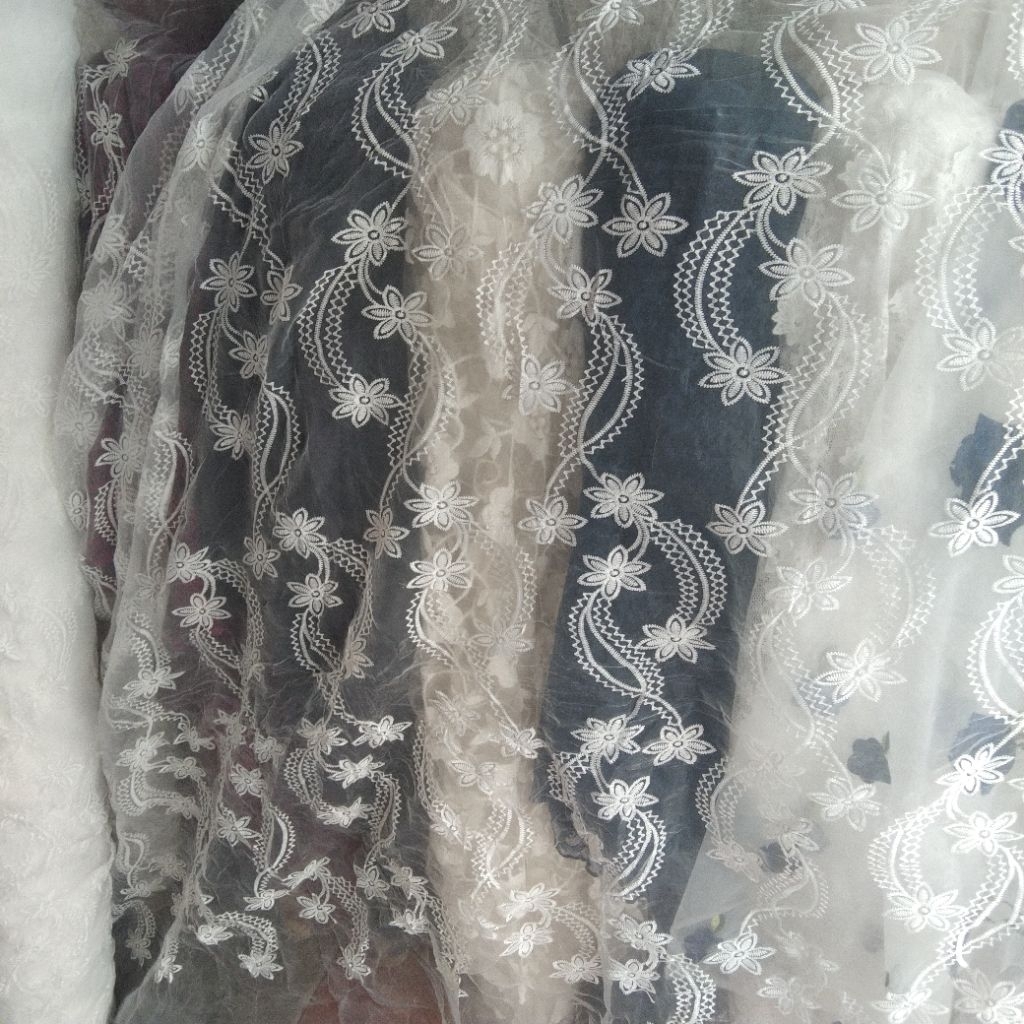 Kain organza bordir | Harga/0,5m | bahan organza bordir| bahan organza bordir | kain organza bordir.