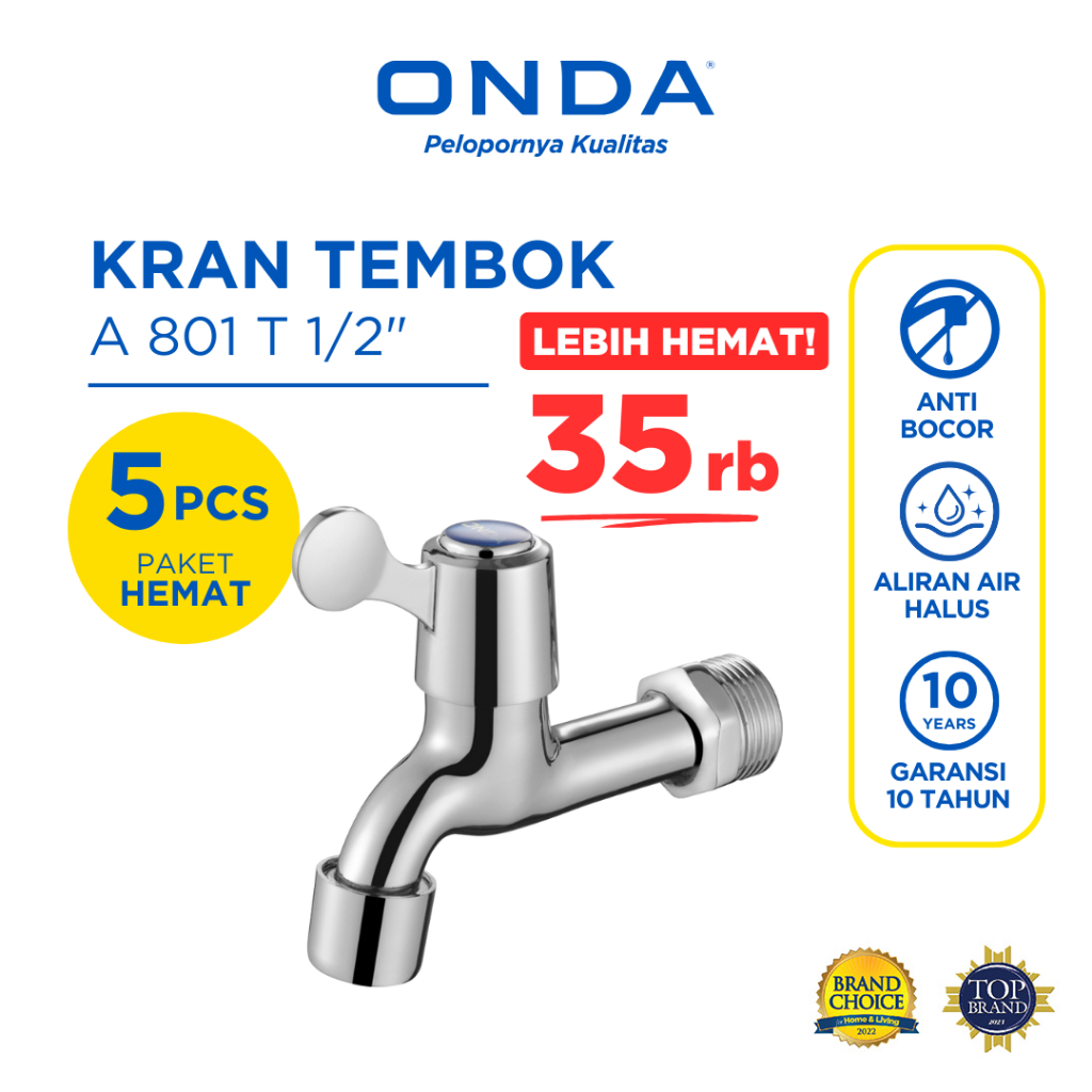 ONDA PAKET HEMAT 5 PCS Kran Tembok A 801 T 1/2"
