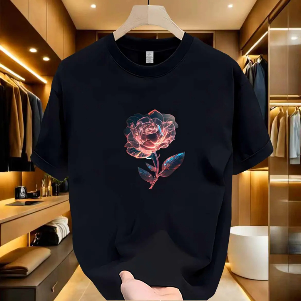 ✅COD✅kaos pria oversize katun premium kerah bundar ukuran besar bunga kaos bergambar kaos pria dan w