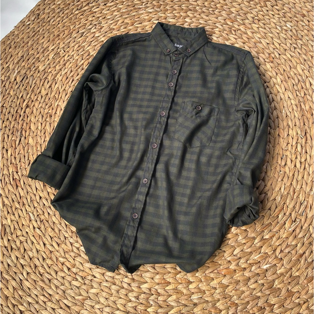 (BISA COD) Daily 039 Kemeja Flanel Terlaris Lengan Panjang Pria Wanita Hem Premium Quality Kameja Ke