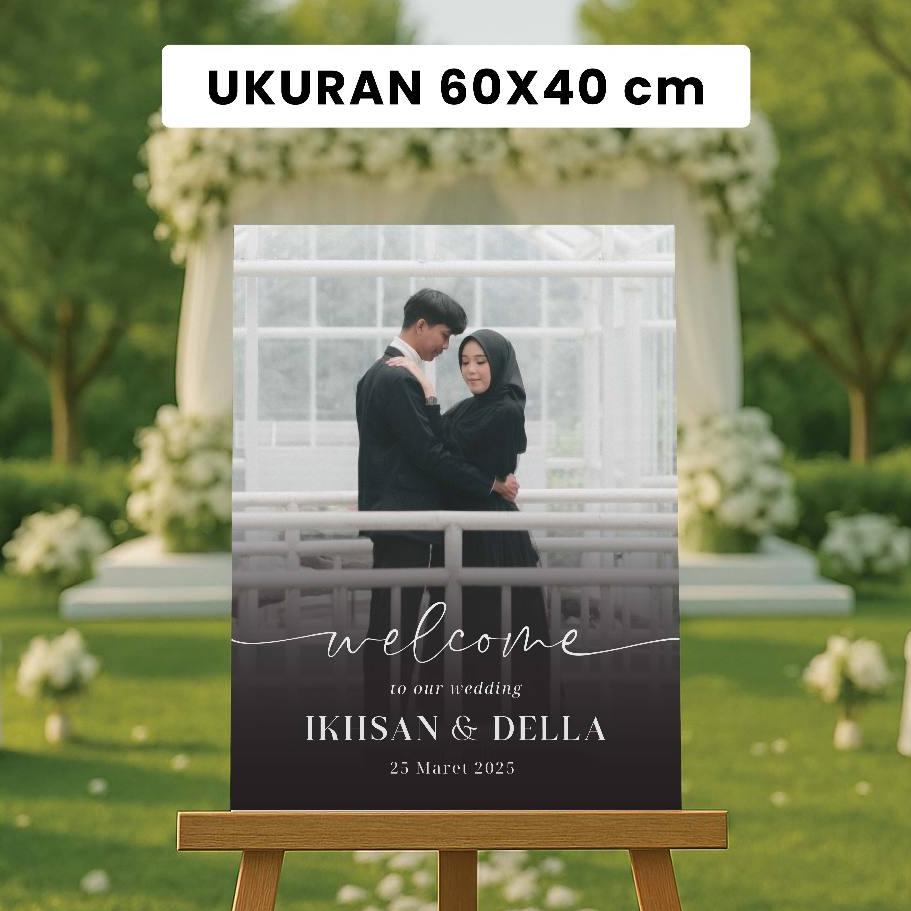 Cetak Foto Pernikahan [TERMURAH] Welcome Wedding Sign Free Custom Foto Kado Prewedding Bingkai BEE01