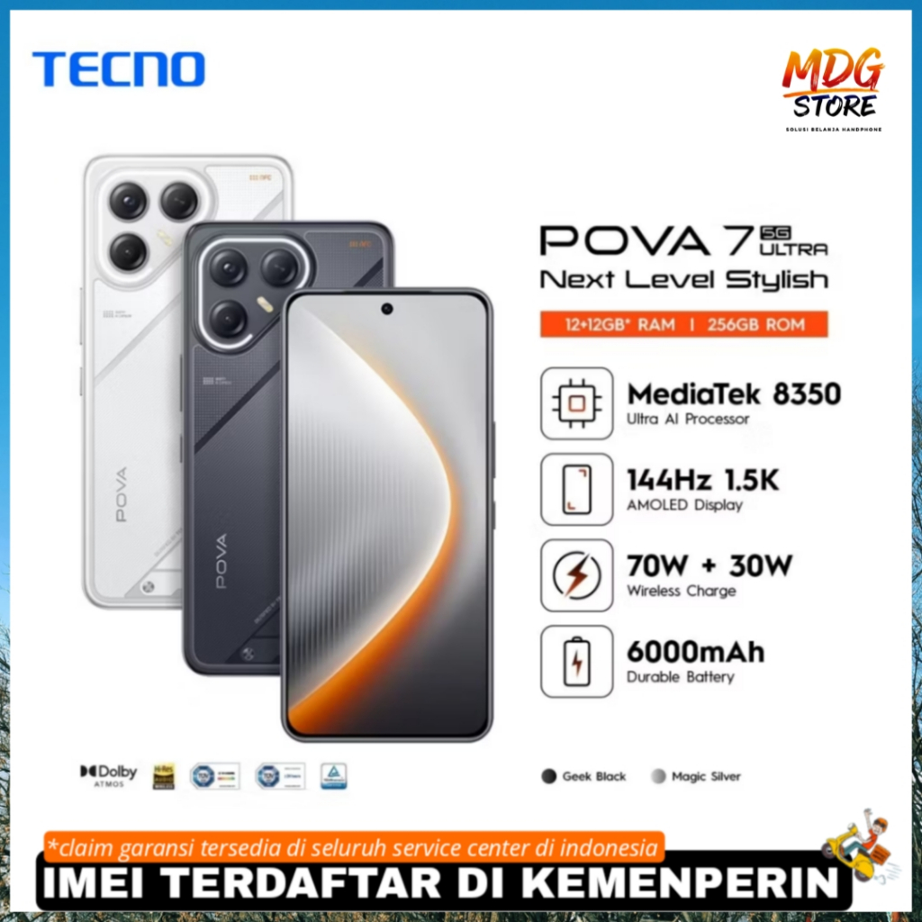 Tecno Pova 7 Ultra 5G Terbaru 2025 RAM 12GB ROM 256GB HP Gaming Garansi Resmi