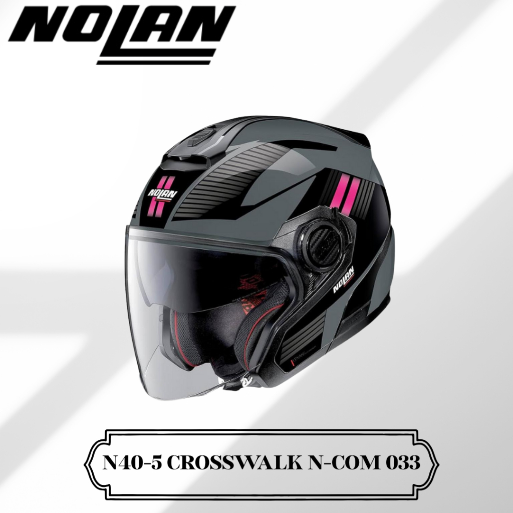 Helm Nolan N40-5 Crosswalk N-Com 033 Slate Grey Half Face SNI Double Visor