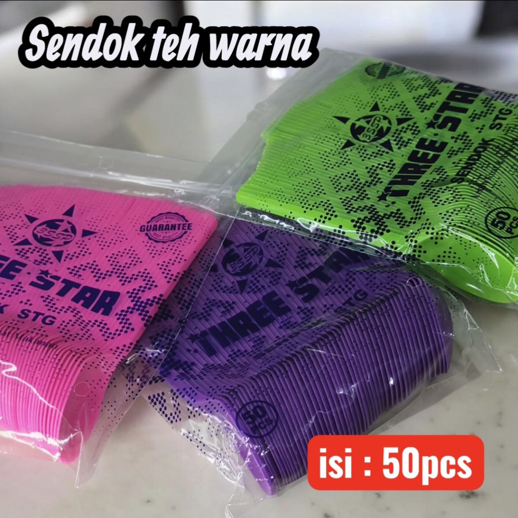 Sendok plastik kecil warna isi 50pcs sendok teh warna