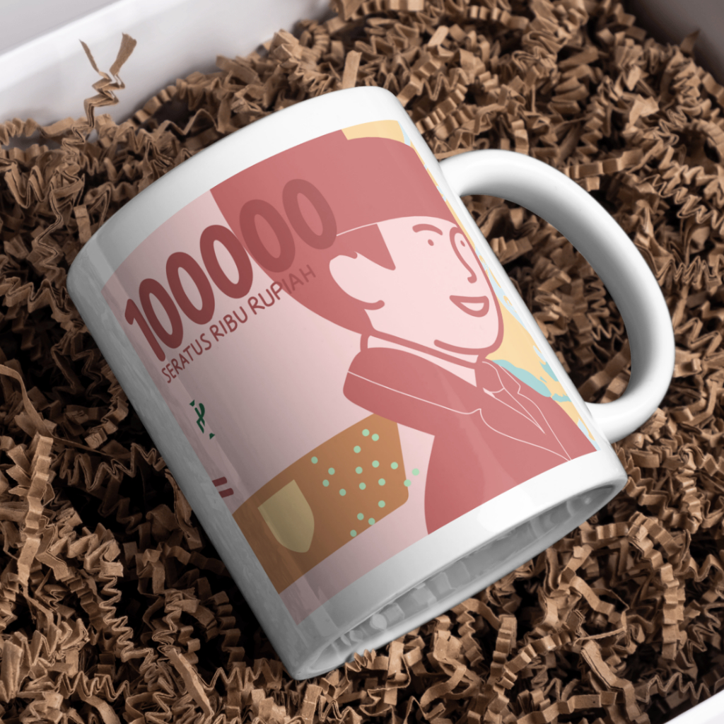 Mug Uang Pecahan Rupiah & USD – Desain 100rb, 50rb, 20rb, Custom Unik Hadiah Kolektor Lucu