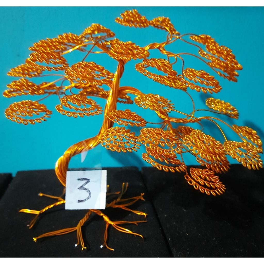 Kerajinan Pohon Bonsai Kawat Aluminium Tugas Sekolah Kuning