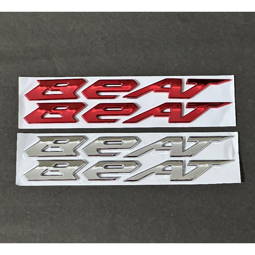 Emblem Beat Deluxe Beat New ABS 3D timbul Logo Honda Beat 2020 2021 2022 Chrome Red Merah