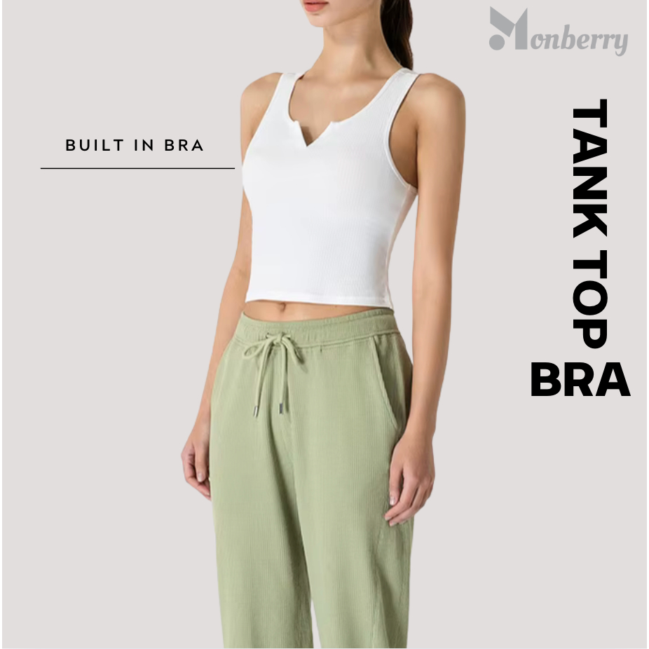 Tank Top Bra Wanita Kaos Monberry TB1F Dalaman Pakaian Dalam Fashion Sporty Gym Olahraga Basic Solid