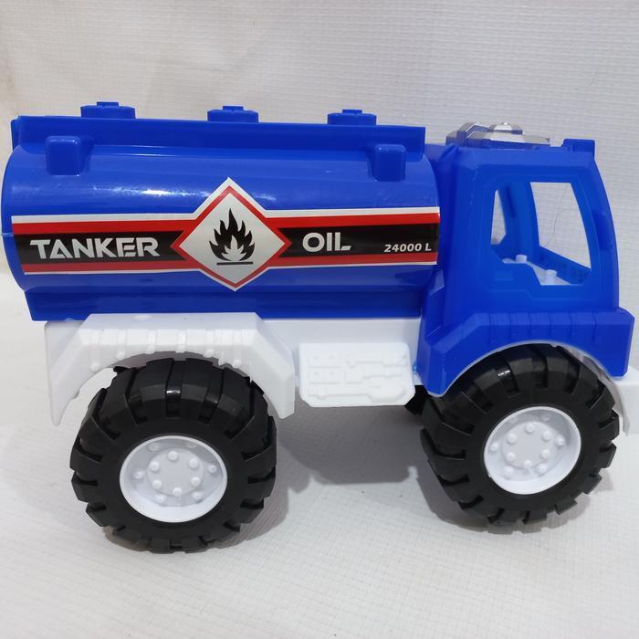 Mainan Mobil Truk Tangki Minyak Tanker Plastik Biru Besar