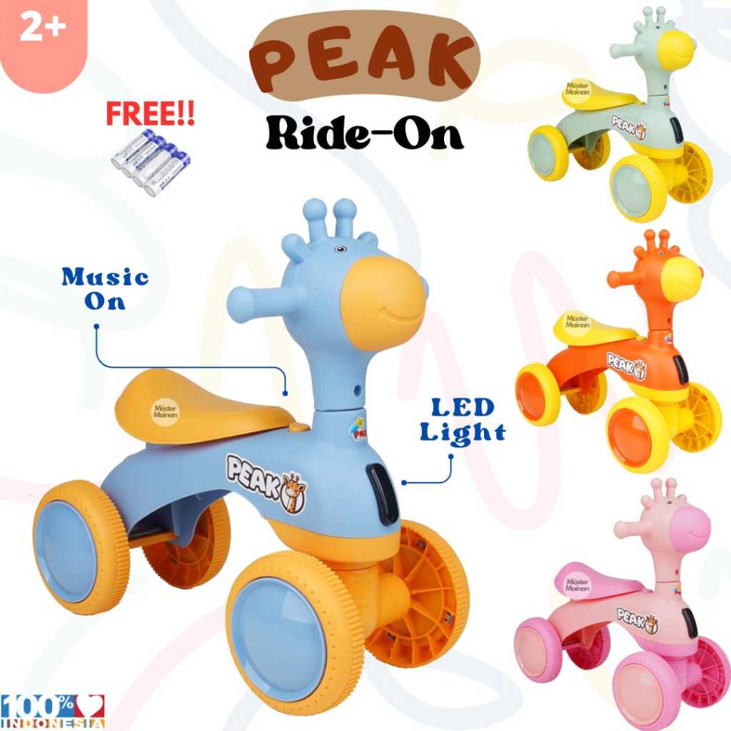 Mainan Anak Sepeda Peak F107 Ride On Ada Musik dan Lampu Gratis Baterai Untuk Anak 1-4 Tahun