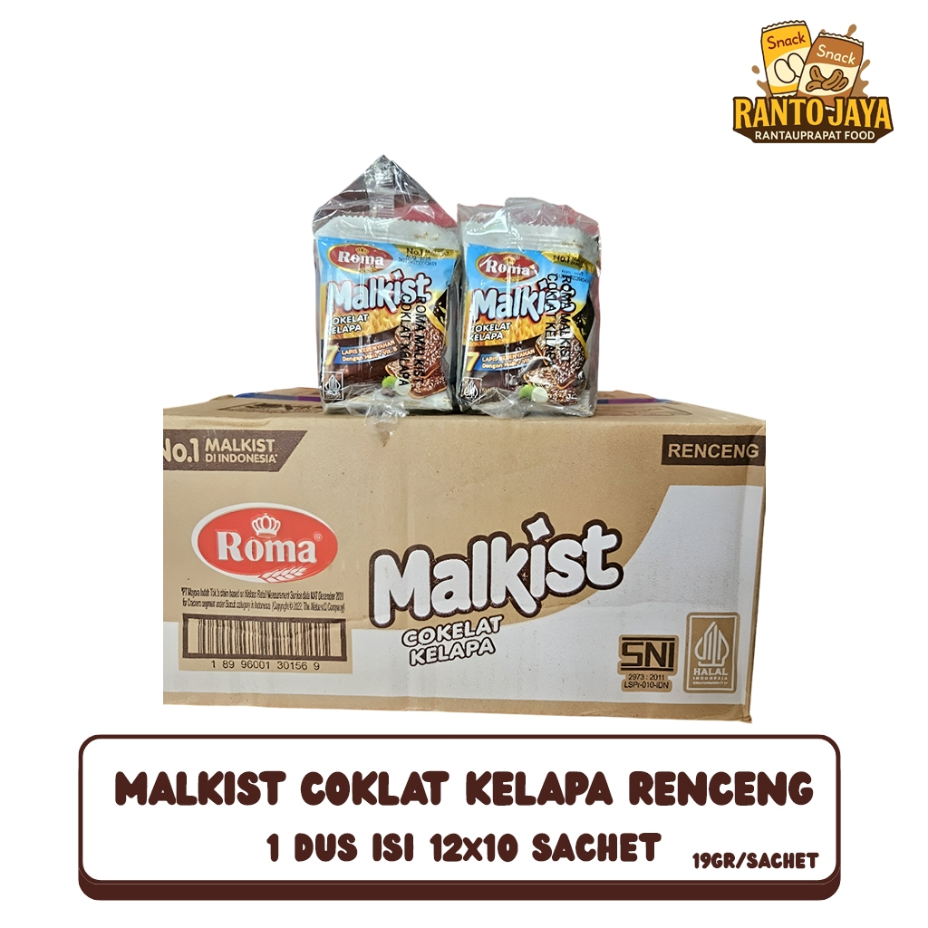 1 Dus Roma Malkist Coklat Kelapa Rencengan