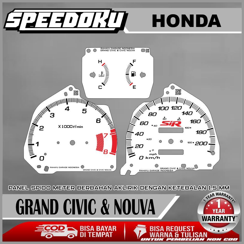 PAPAN SPEEDOMETER CUSTOM GRAND CIVIC & NOUVA