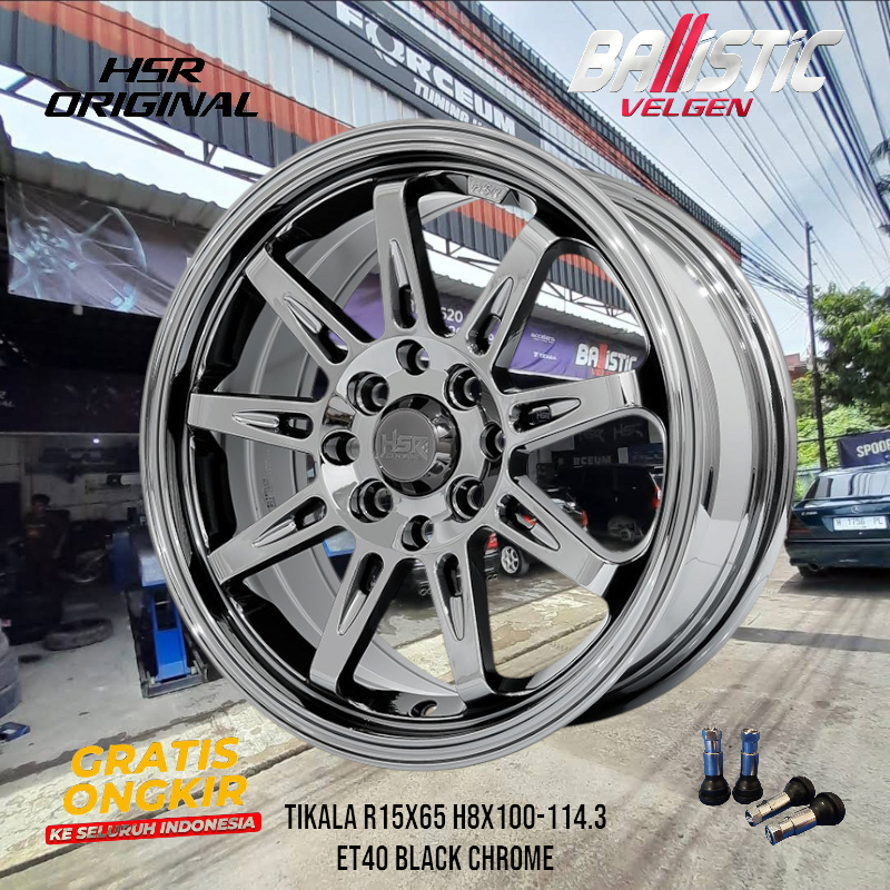 Velg Mobil Honda City, Jazz, Xenia, Brio, Agya Ring 15 Velg Racing R15 HSR TIKALA Black Chrome