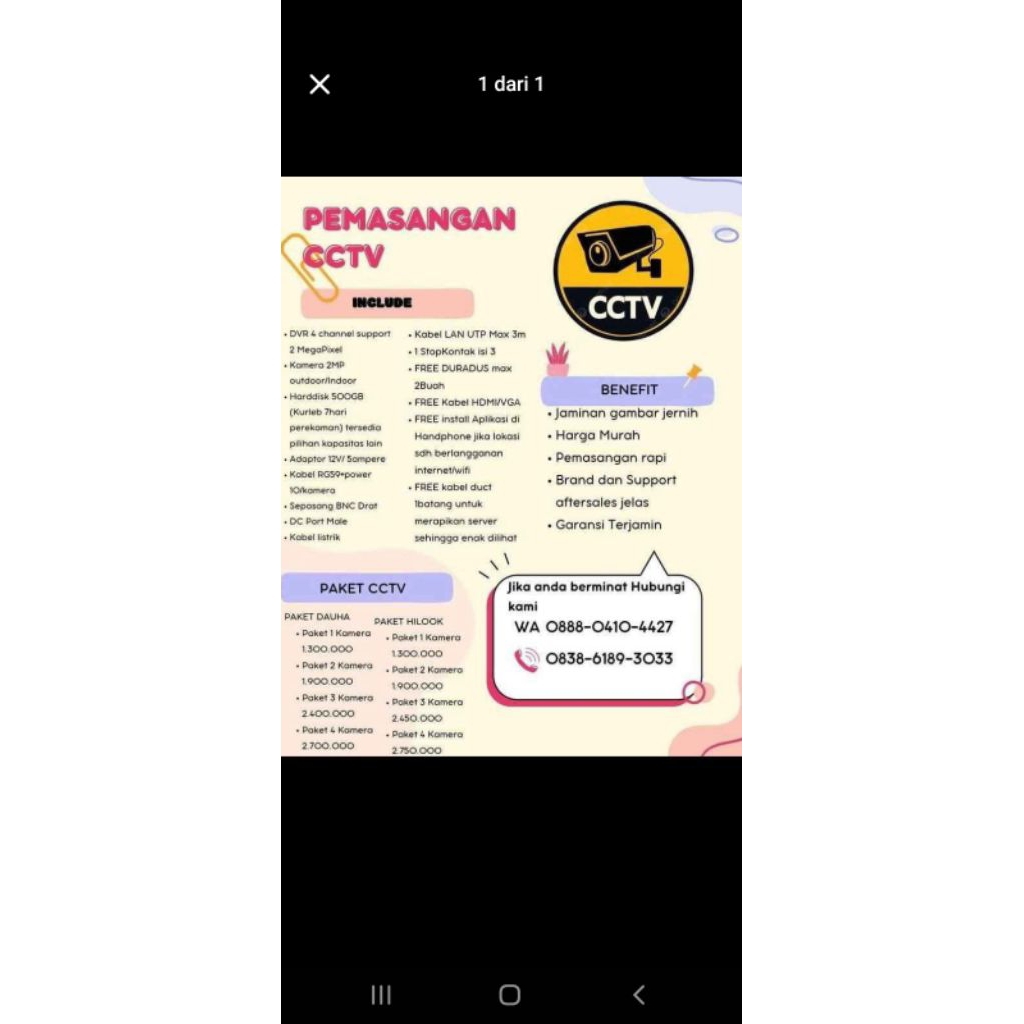 pemasangan cctv hikvision dan hillock