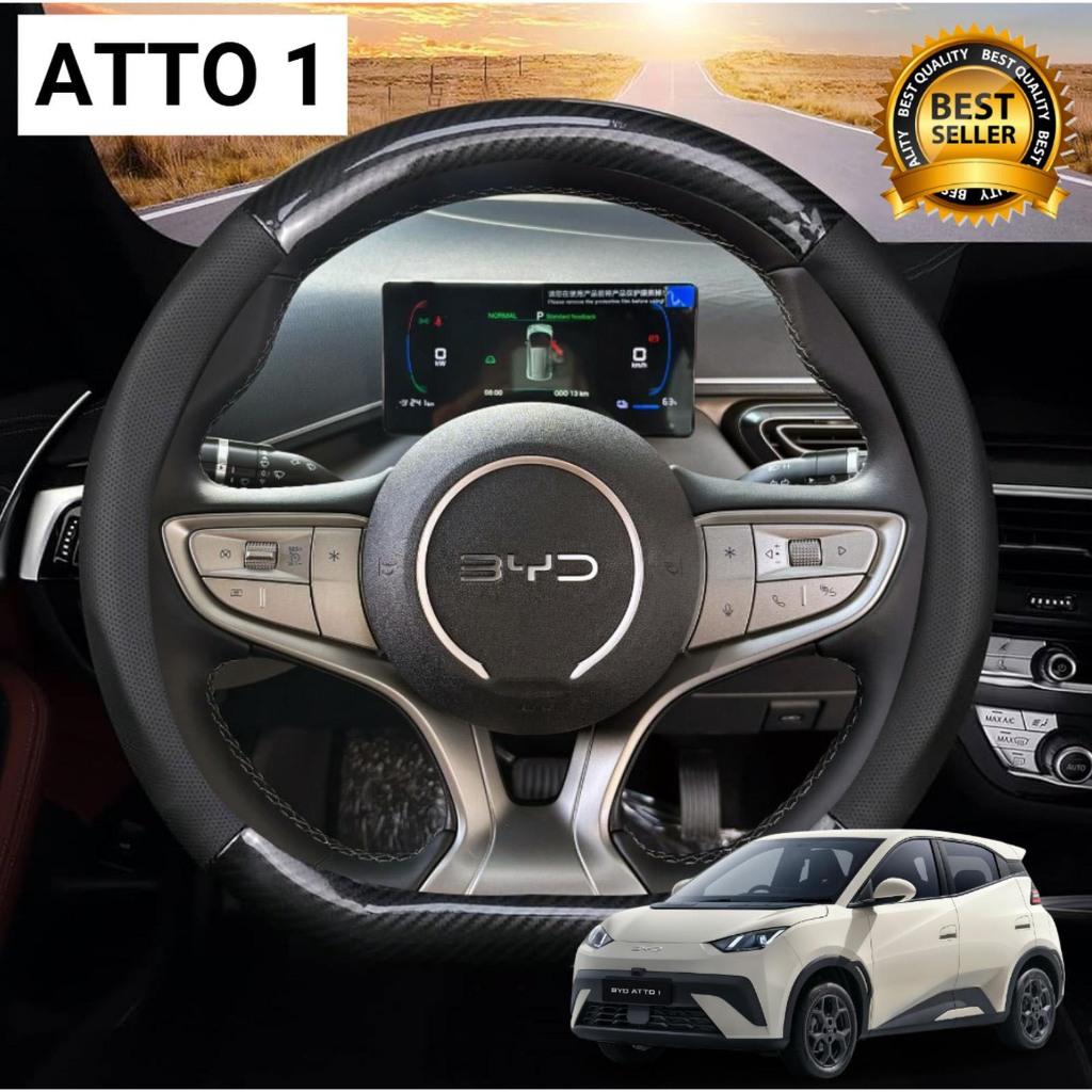 Cover Sarung Stir Carbon dan Kulit Mobil BYD ATTO 1 2025 2026