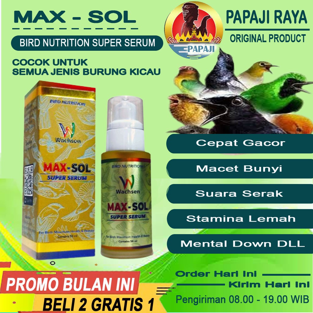 MAX SOL Super Serum Nutrisi Futuristik Nano Neuro Performa Burung Elite Lebih Dari Vitamin Burung