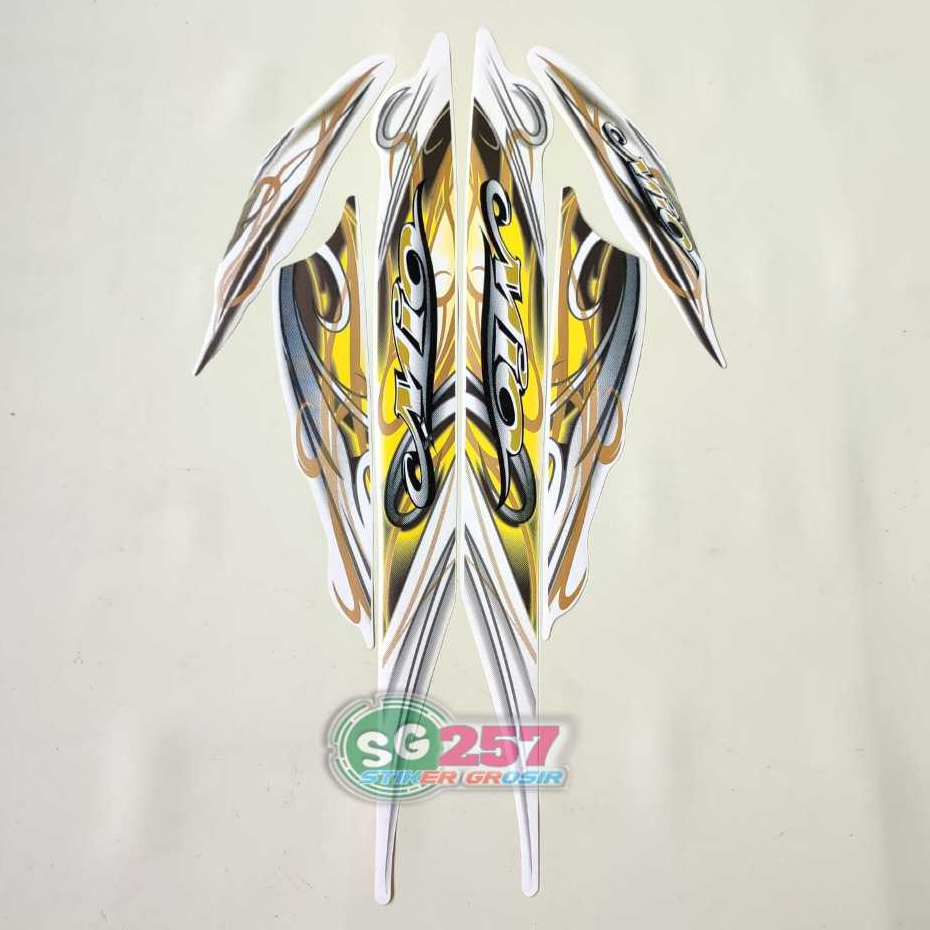 STIKER STRIPING LES LIST BODY MOTOR YAMAHA MIO SPORTY 2010 2011 WARNA PUTIH MIO SMILE