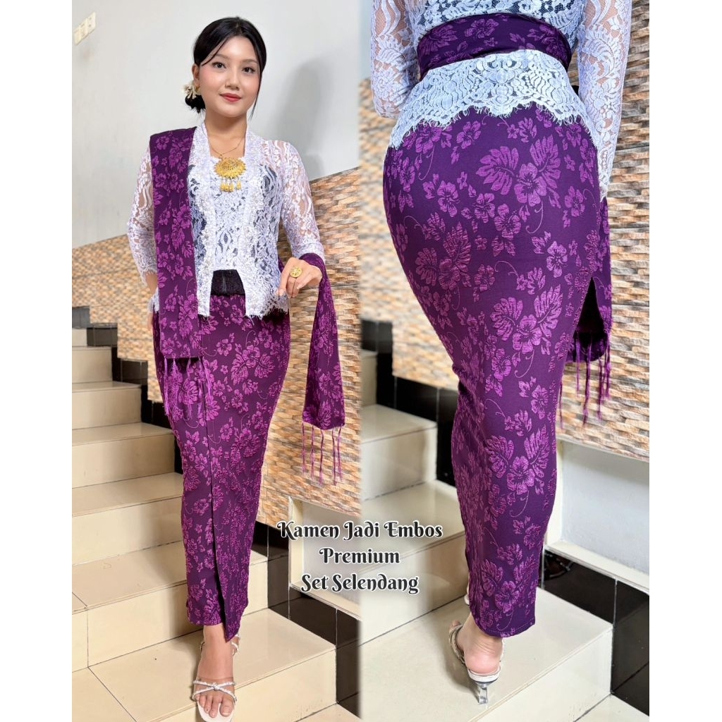 ROK SIZE XL-XXL// Kamen jadi Bahan Denim Emboss Flower + Selendang Rumbai