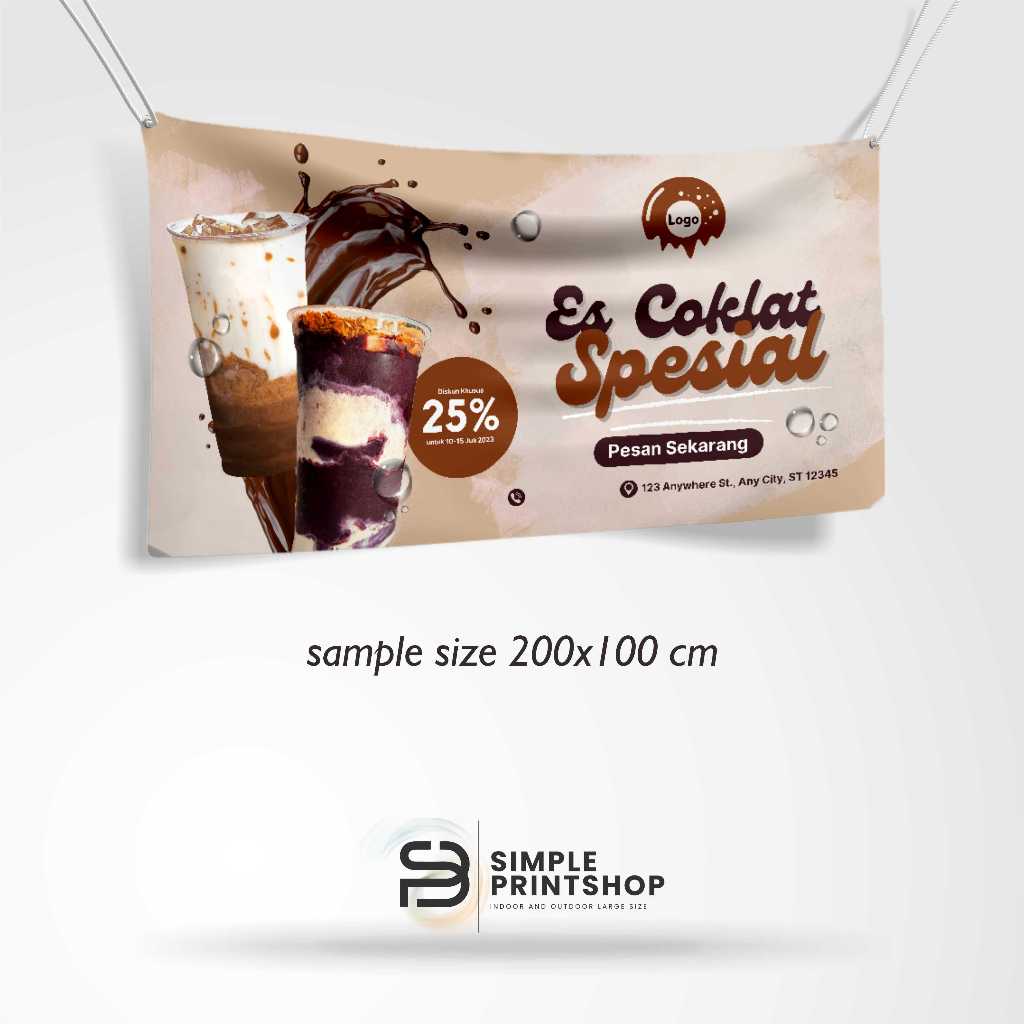 banner spanduk es coklat spesial 200x100 cm