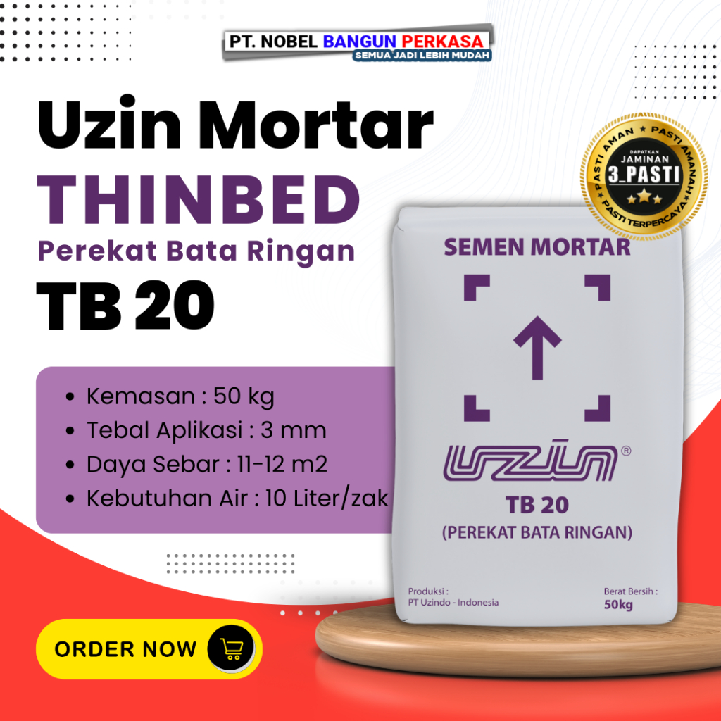 Semen Mortar Uzin Perekat Bata Ringan (Thinbed) 50kg "Uzin TB 20"
