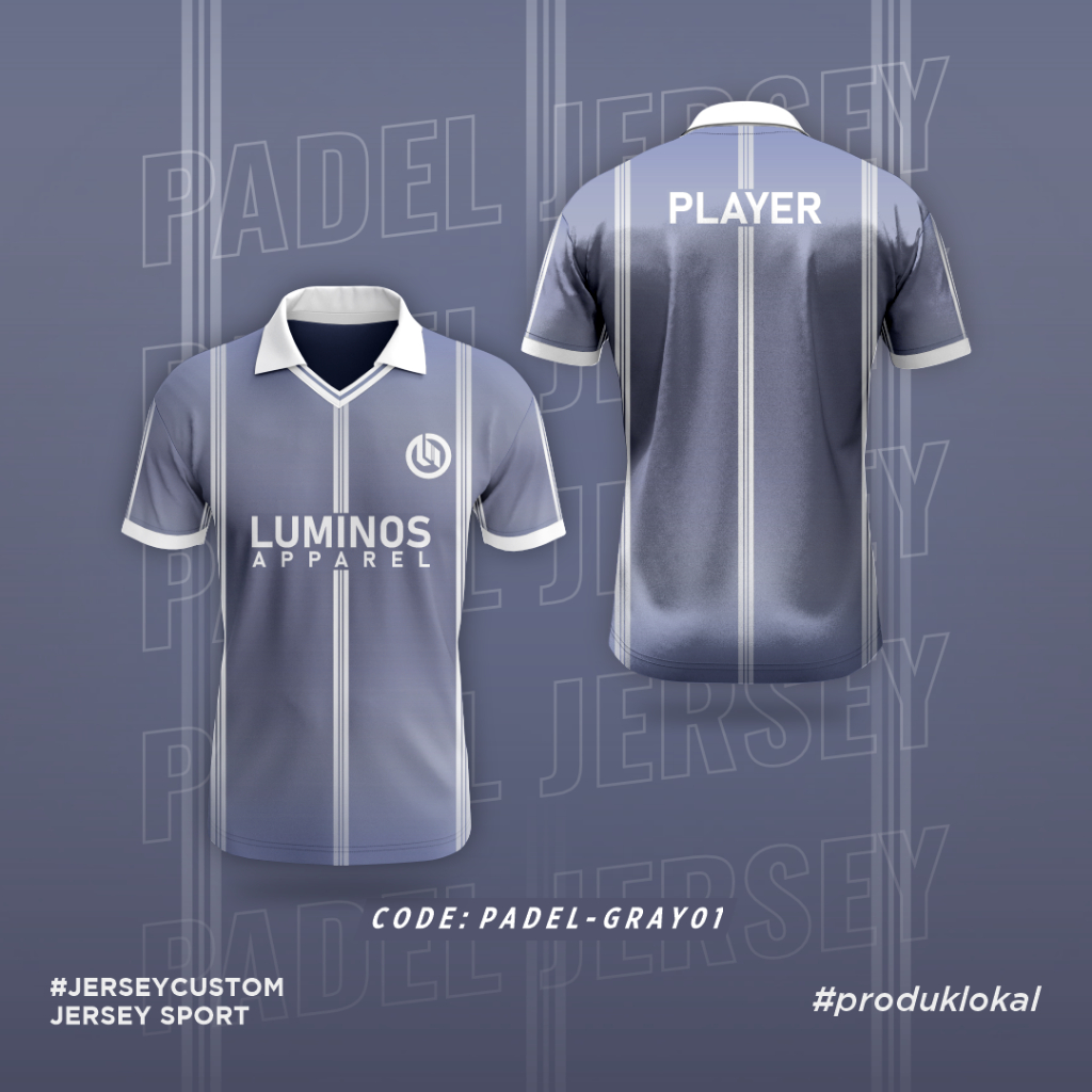 JERSEY PADEL CUSTOM | JERSEY PADEL | FREE DESIGN | JERSEY MURAH | JERSEY SPORT SATUAN | PADEL-GRAY01