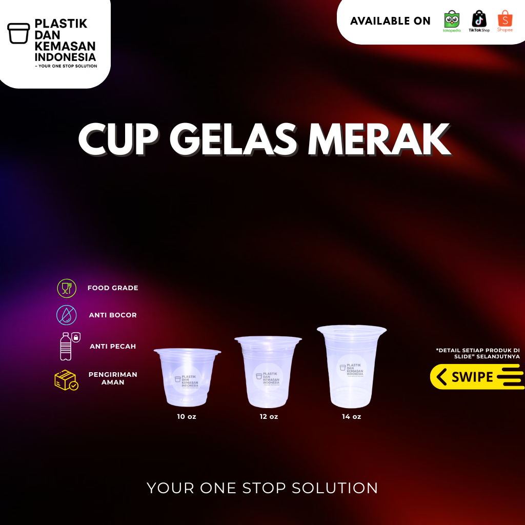 Cup Gelas Merak 10oz, 12oz Dan 14oz