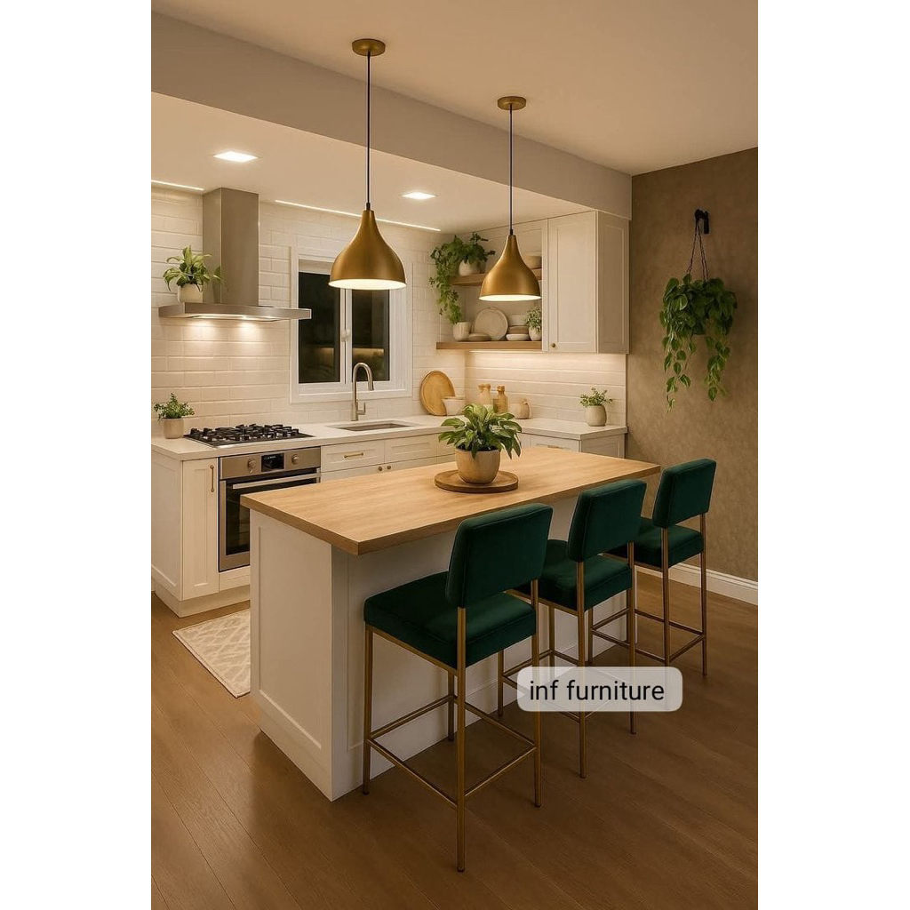 kursi bar minimalis gold bahan kain bludru