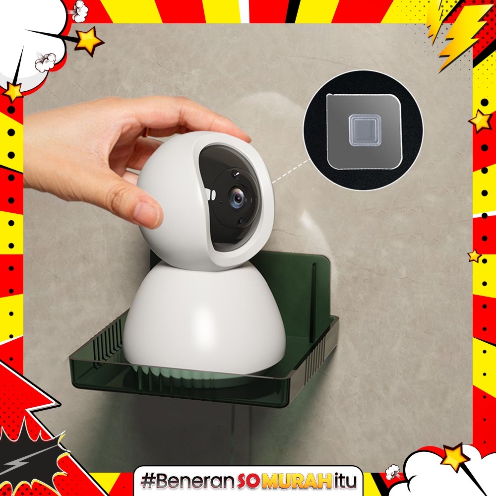 Bracket Akrilik Transparan Clear Rak CCTV Wifi Router Gantung Tempel Dinding Anti Selip