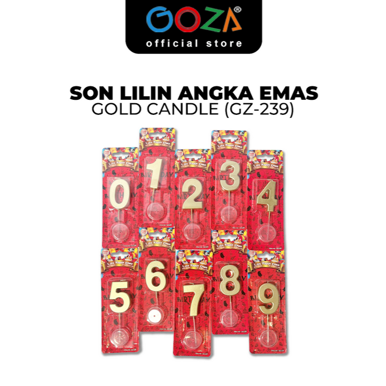 (GZ-239) SON Lilin Ulang Tahun Angka - Lilin Angka Emas  / Gold Number Candle