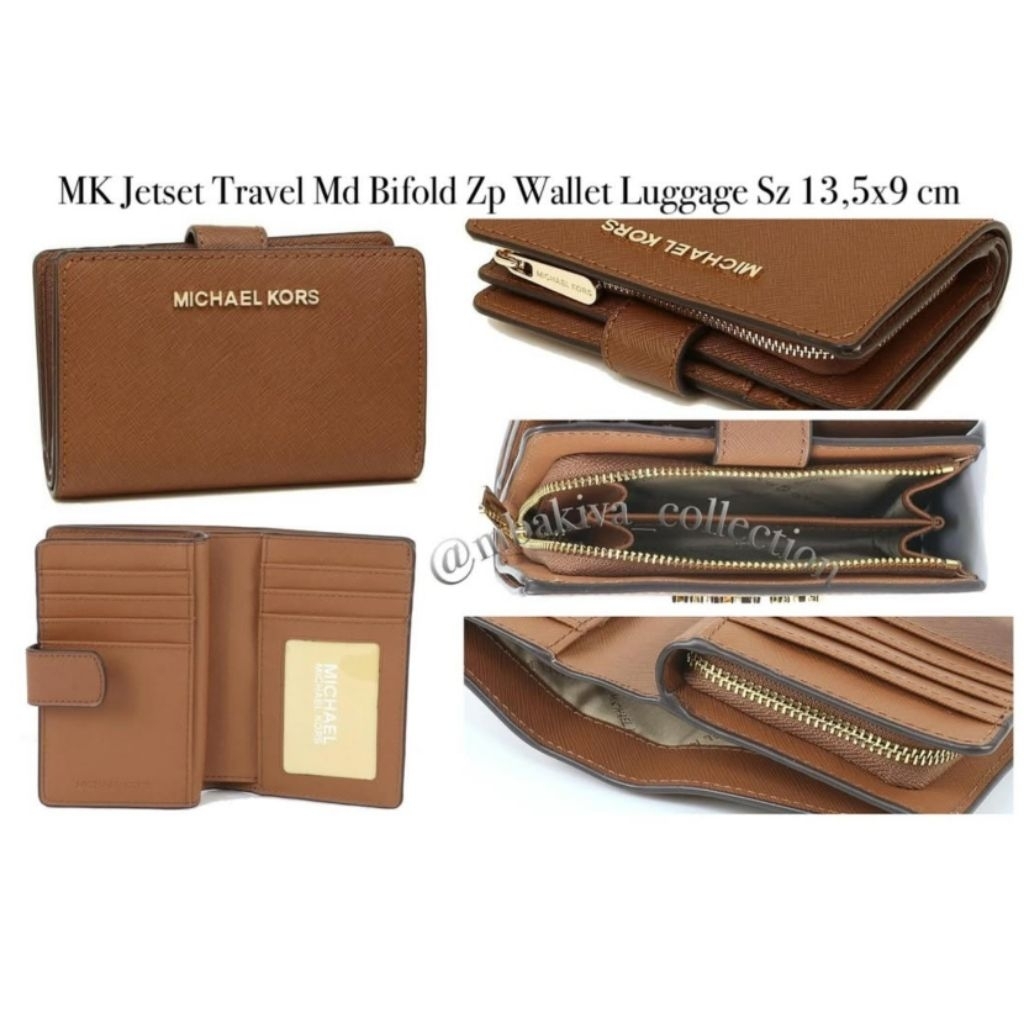 MK Jet set Travel Md Bifold Zp Wallet Luggage