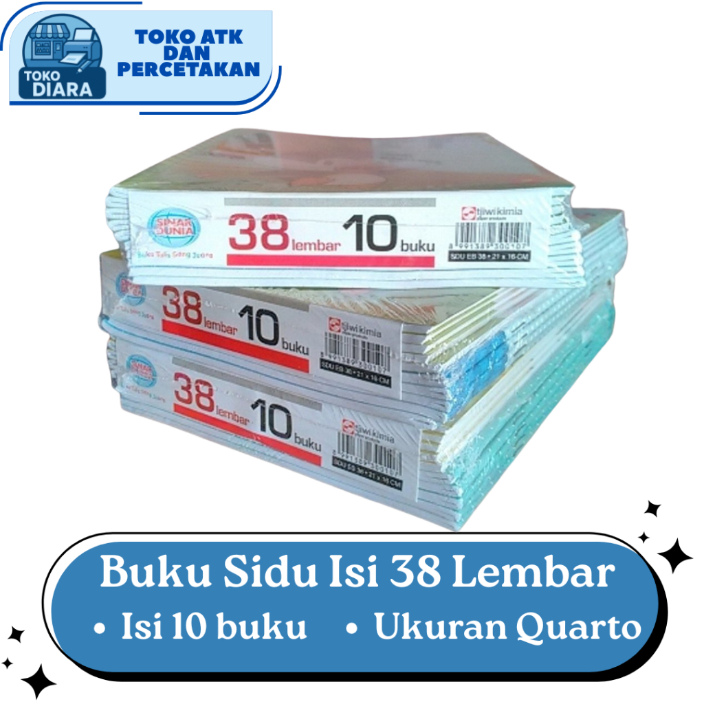 Buku Tulis 38 Lembar / Buku Tulis Sidu 38 lembar / Buku Sidu 38 lembar / Buku 38 Lembar Satuan / Buk