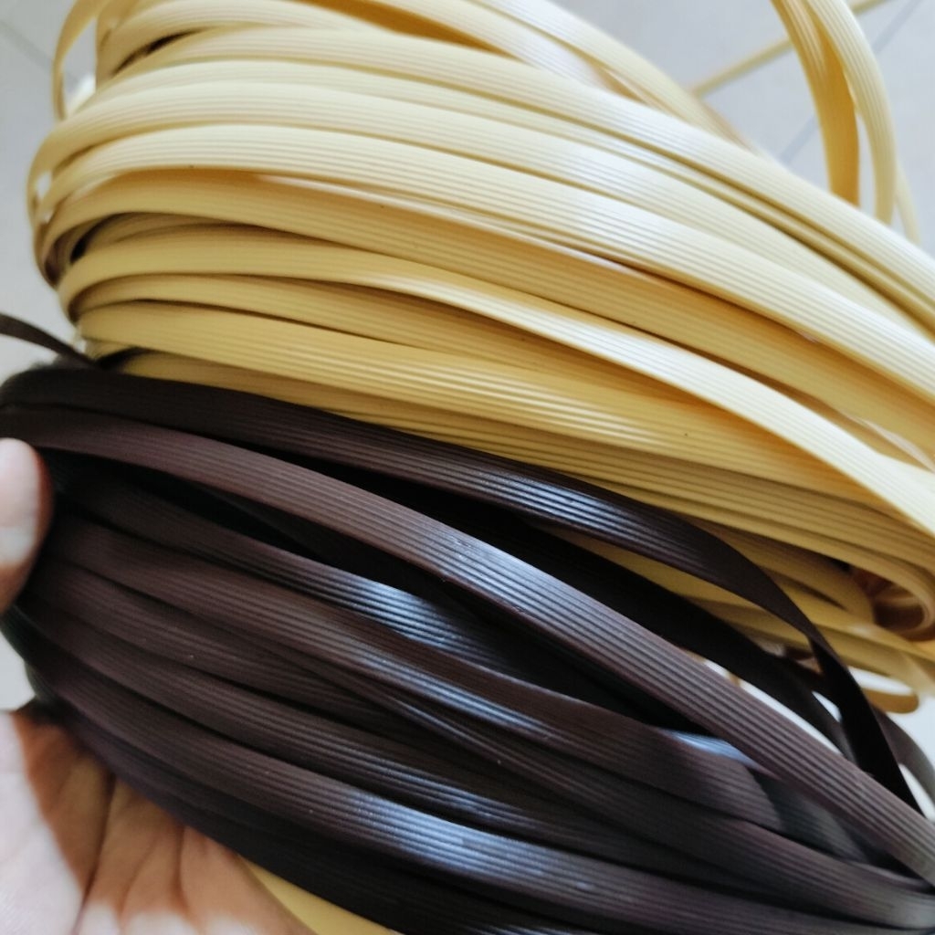 Bahan kerajinan tali rotan sintetis plastik/lesio sintetis pipih/gepeng