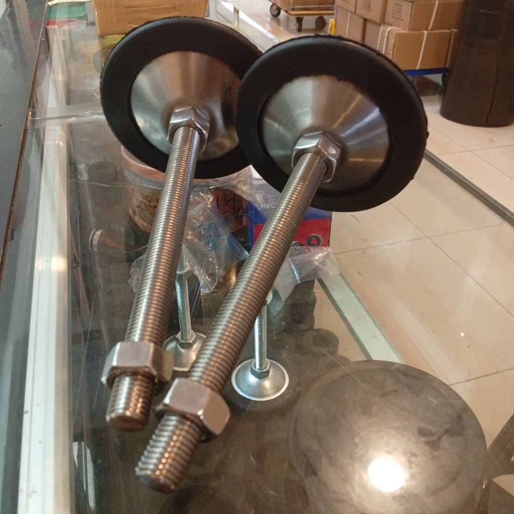 kaki meja atau adjuster foot M16 Tinggi 20 cm adjuster conveyor berbahan stainless steel