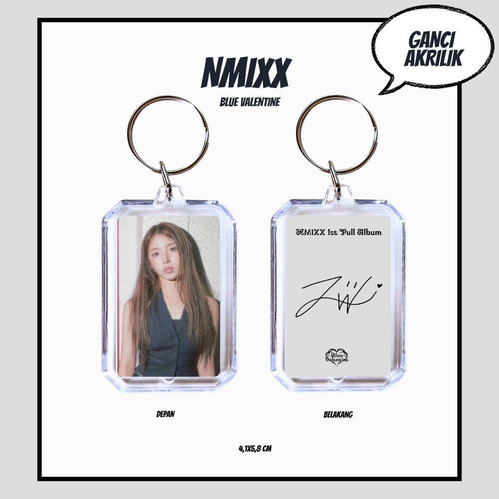 HOLOGRAM GANCI AKRILIK NMIXX BLUE VALENTINE KEYCHAIN GANTUNGAN KUNCI ACRYLIC KPOP UNOFFICIAL LILY