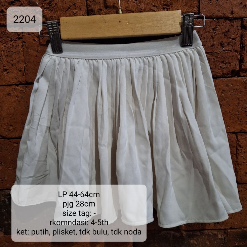 ROK ANAK PEREMPUAN 4-5 TAHUN PLISKET PUTIH MURAH (2204)