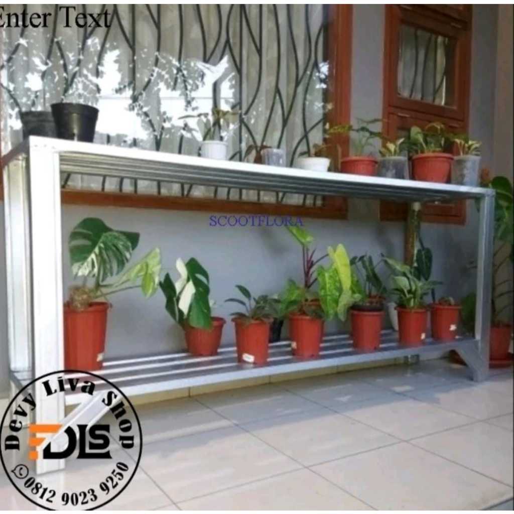 Rak pot bunga susun 2 baja ringan canal c - 2 meter