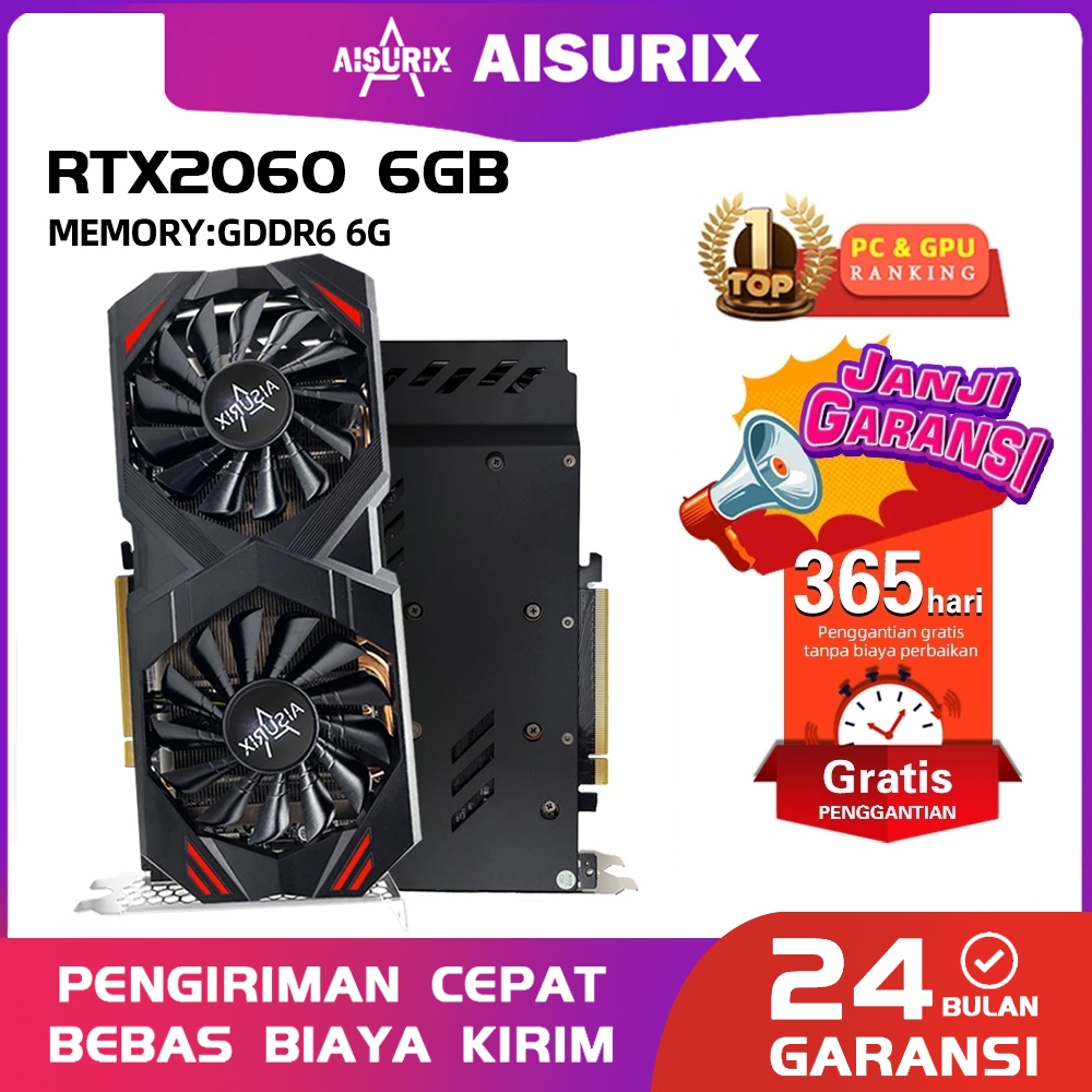 AISURIX VGA Card RTX 2060 6GB GDDR6 PCIE16 VGA RTX2060 6G for Computer office Components video Cards